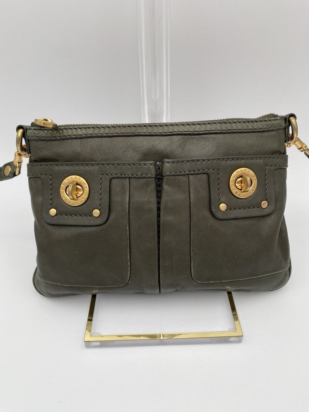 Marc By Marc Jacobs Crossbody Totally Turnlock Percy Leather Bag Olive Green VTG